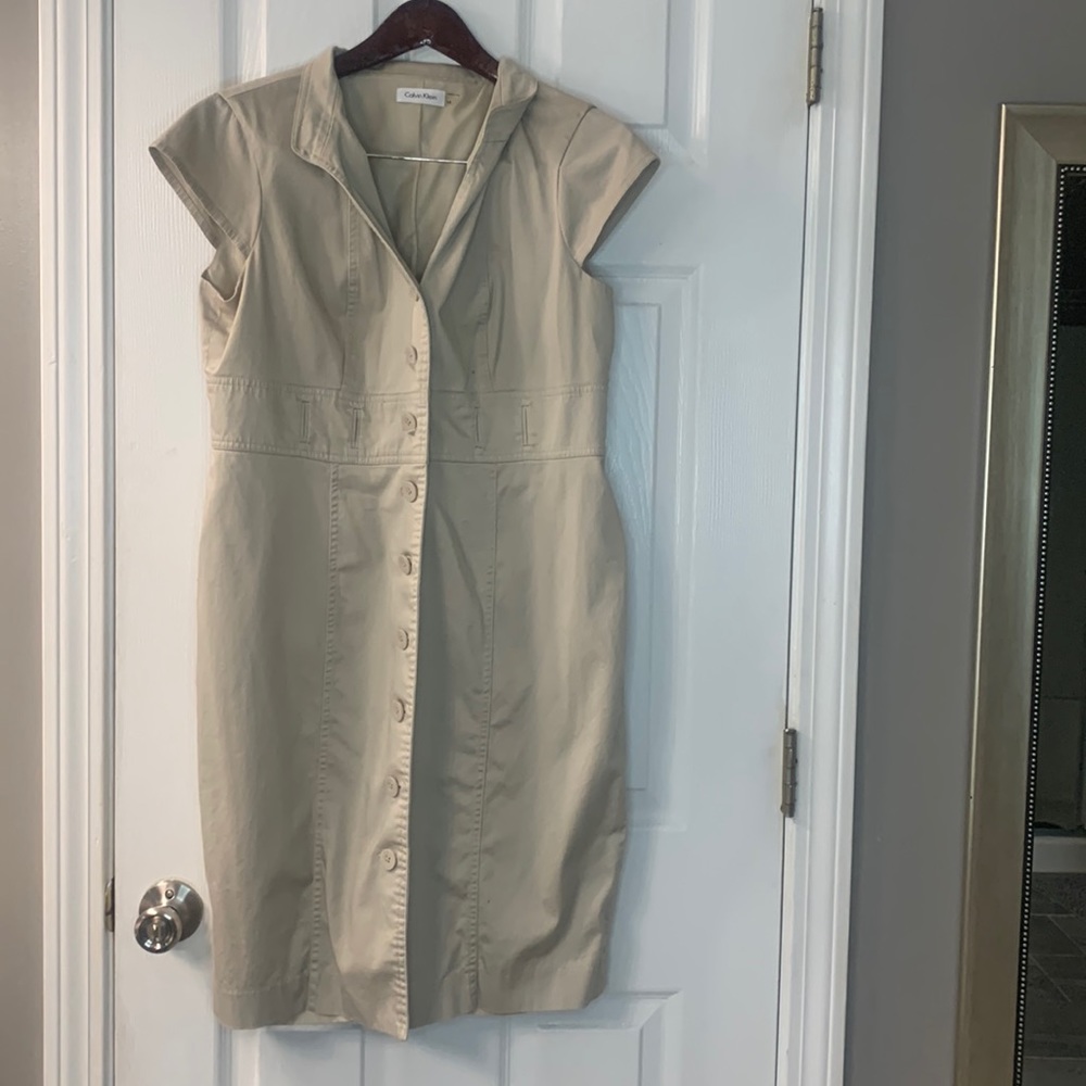 Khaki Button down/Up Calvin Klein dress